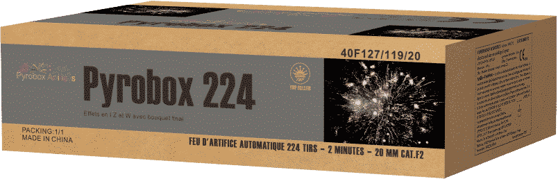 Feu d'artifice Pyrobox 224 automatique, 224 projectiles en 2 minutes !