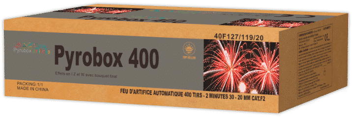 Feu d'artifice Pyrobox 400 automatique, 400 projectiles en 4 minutes !