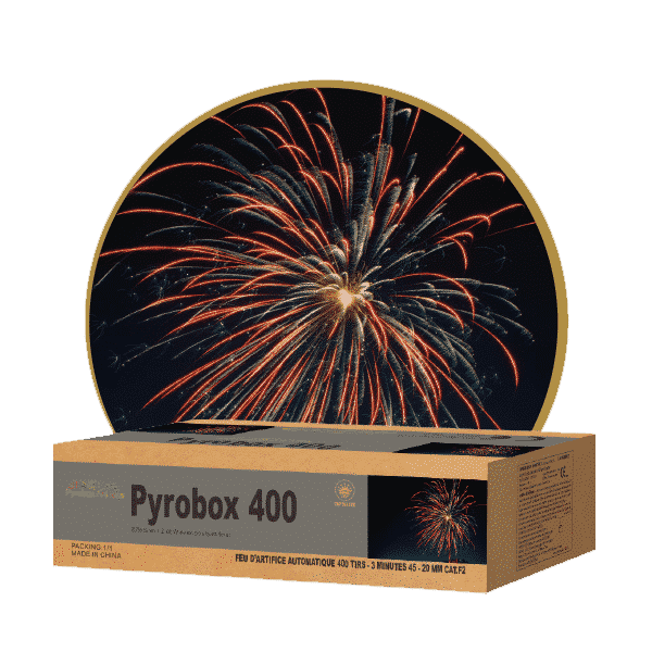 Feu d'artifice Pyrobox 400 automatique, 400 tirs en 4 minutes!